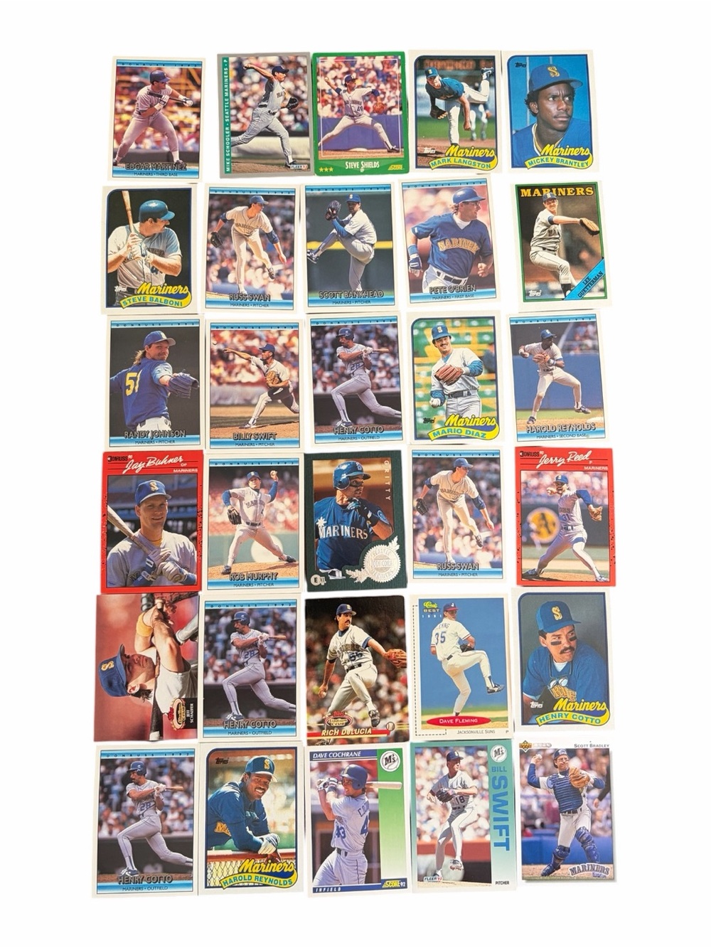 Topps Mariners Baseball Card Lot - Blue, White, Red, Green